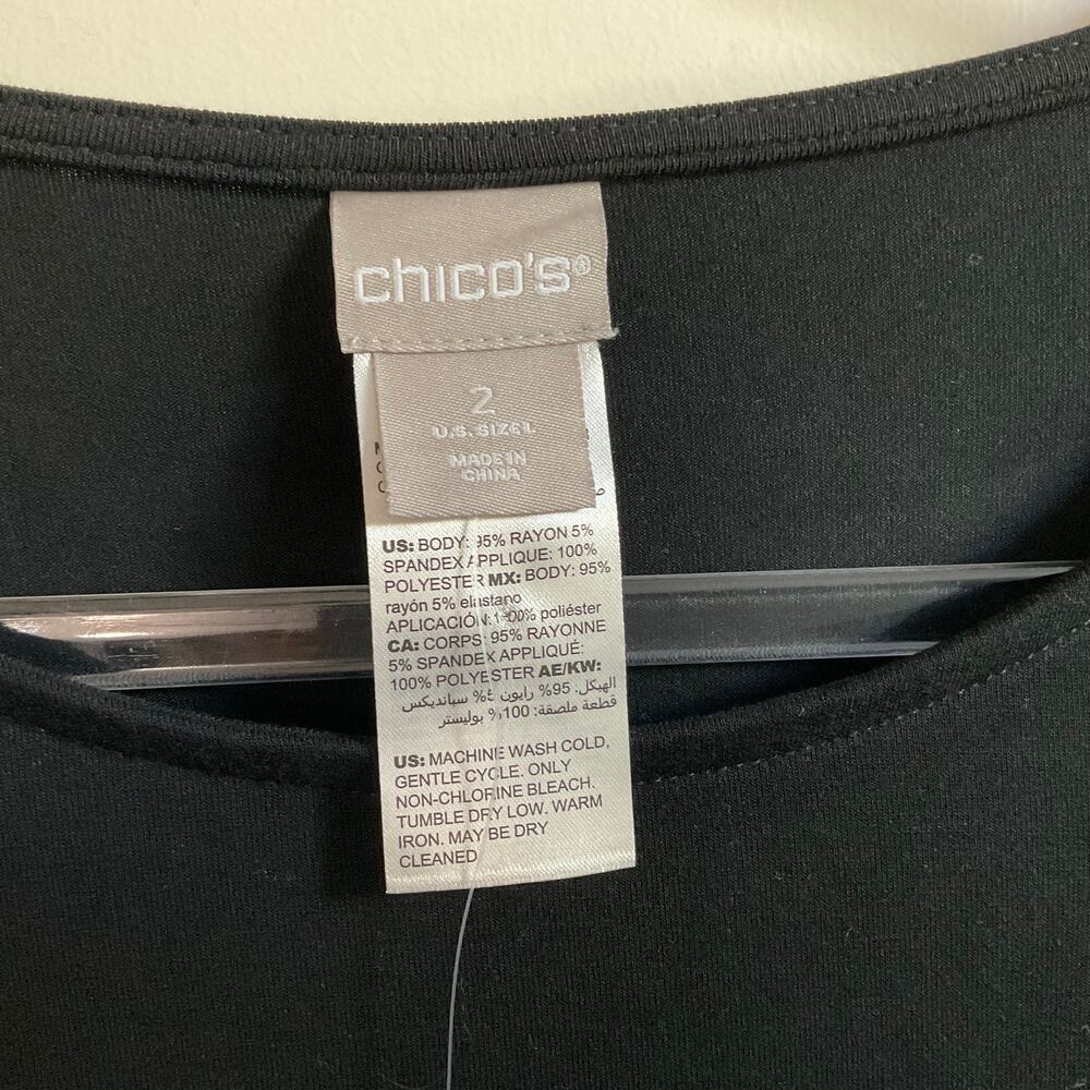 Chico’s Lace‎ Detail Long Sleeve Black Knit Top - Size Large - NEW - Picture 4 of 6